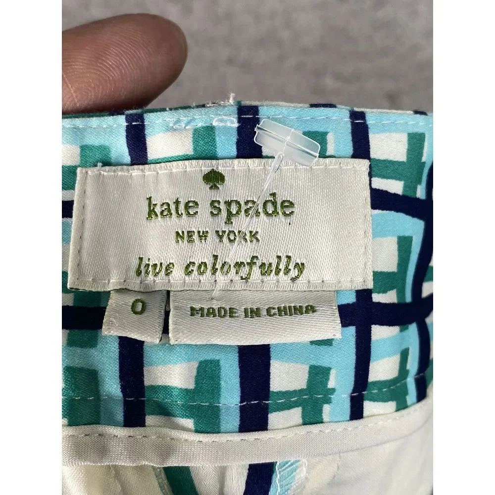 Kate Spade Womens Green Breezeblock Plaid Mindy Cropped Ankle Pants Size‎ 0